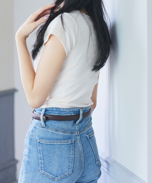 coca（coca）（コカ）の「マットフェイクレザー細ベルト（ベルト・レディース・ブラウン/ブラック・ONE SIZE）」の5枚目の写真