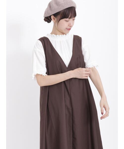 Samansa Mos2（サマンサ モスモス）の「襟レースシャーリング前後2WAYブラウス（シャツ/ブラウス・レディース・ブラック/ブラウン/オフホワイト/イエロー/ブルー/グリーン・F）」の2枚目の写真