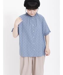 Samansa Mos2 | 襟レースシャーリング前後2WAYブラウス(シャツ/ブラウス)