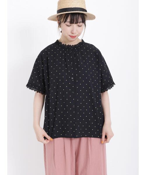 Samansa Mos2（サマンサ モスモス）の「襟レースシャーリング前後2WAYブラウス（シャツ/ブラウス・レディース・ブラック/ブラウン/オフホワイト/イエロー/ブルー/グリーン・F）」の3枚目の写真
