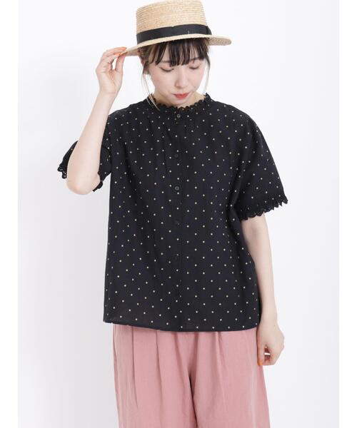 Samansa Mos2（サマンサ モスモス）の「襟レースシャーリング前後2WAYブラウス（シャツ/ブラウス・レディース・ブラック/ブラウン/オフホワイト/イエロー/ブルー/グリーン・F）」の7枚目の写真