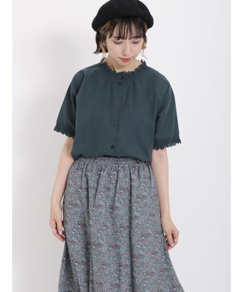 Samansa Mos2（サマンサ モスモス）の「襟レースシャーリング前後2WAYブラウス（シャツ/ブラウス・レディース・ブラック/ブラウン/オフホワイト/イエロー/ブルー/グリーン・F）」の12枚目の写真