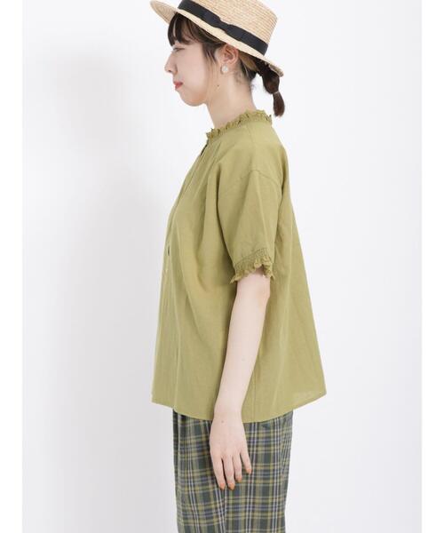 Samansa Mos2（サマンサ モスモス）の「襟レースシャーリング前後2WAYブラウス（シャツ/ブラウス・レディース・ブラック/ブラウン/オフホワイト/イエロー/ブルー/グリーン・F）」の17枚目の写真