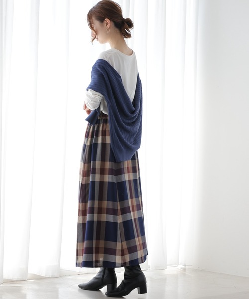 frames RAY CASSIN（フレームスレイカズン）の「秋冬コーデに活躍まちがいなし。ビッグチェックスカート（スカート・レディース・ブラウン系/グリーン系/ブルー系/パープル系/ベージュ系・FREE）」の13枚目の写真