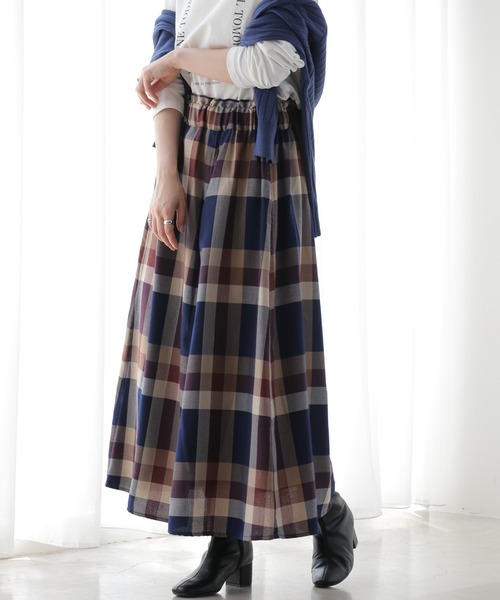 frames RAY CASSIN（フレームスレイカズン）の「秋冬コーデに活躍まちがいなし。ビッグチェックスカート（スカート・レディース・ブラウン系/グリーン系/ブルー系/パープル系/ベージュ系・FREE）」の8枚目の写真