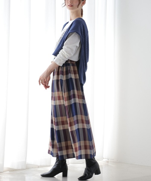 frames RAY CASSIN（フレームスレイカズン）の「秋冬コーデに活躍まちがいなし。ビッグチェックスカート（スカート・レディース・ブラウン系/グリーン系/ブルー系/パープル系/ベージュ系・FREE）」の15枚目の写真