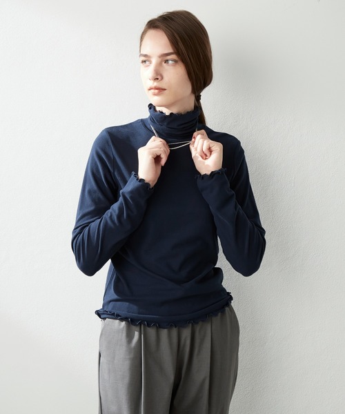 LE SOUK HOLIDAY(ルスークホリデー)の「メロウハイネックプルオーバー(Tシャツ/カットソー・レディース・オレンジ/ライトグレー/グリーン/ワインレッド/ブルー/ブラック/ネイビー/ピンク/オフホワイト/チャコールグレー/モカ/ブラウン・M/L)」の8枚目の写真