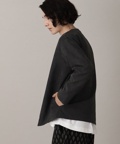 THE SHOP TK (ザ ショップ ティーケー )の「◆スウェードタッチノーカラーカーディガン(カーディガン/ボレロ・メンズ・ブラック/グレー/ベージュ・02/03/04)」の8枚目の写真