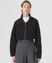 シャツコンビクロップドジップニット