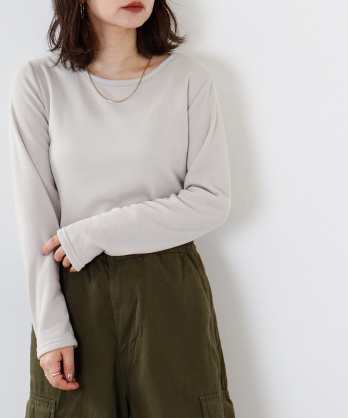 FUNALIVE(ファンアライブ)の「PAGE ONE ひまわりオイル加工クルーネック長袖(Tシャツ/カットソー・レディース・チャコール/ベージュ/ボルドー/パープル/ブラック/グリーン・LL/L/M)」の16枚目の写真