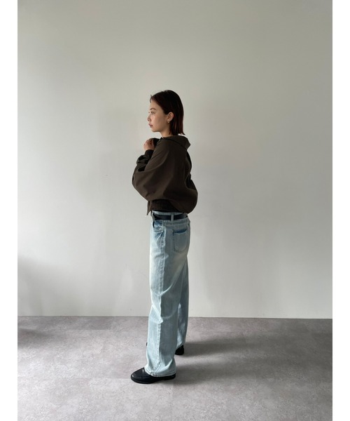 HANNE（アン）の「ウォッシュドデニムワイドパンツ（デニムパンツ・レディース・ブルー・FREE/SMALL）」の5枚目の写真