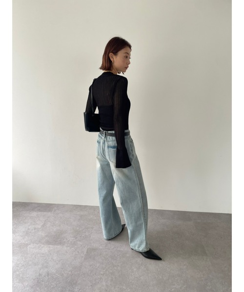 HANNE（アン）の「ウォッシュドデニムワイドパンツ（デニムパンツ・レディース・ブルー・FREE/SMALL）」の7枚目の写真