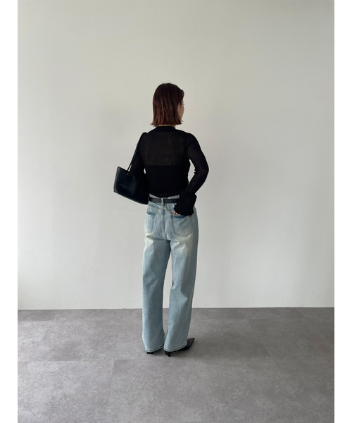 HANNE（アン）の「ウォッシュドデニムワイドパンツ（デニムパンツ・レディース・ブルー・FREE/SMALL）」の8枚目の写真