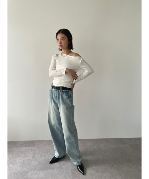 HANNE（アン）の「ウォッシュドデニムワイドパンツ（デニムパンツ・レディース・ブルー・FREE/SMALL）」の13枚目の写真