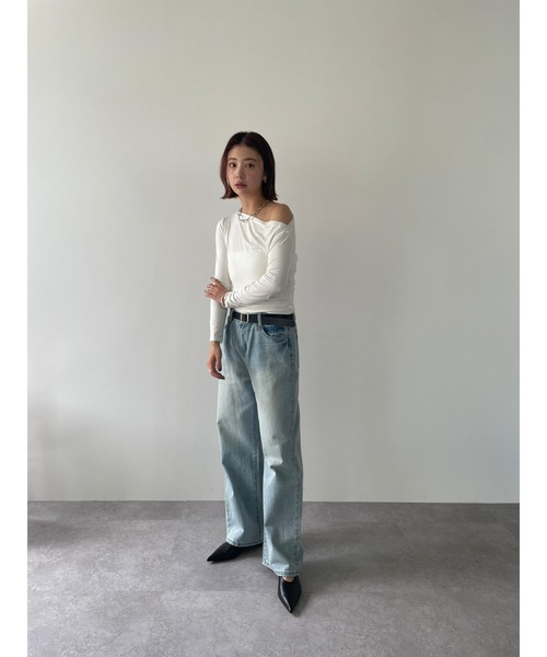 HANNE（アン）の「ウォッシュドデニムワイドパンツ（デニムパンツ・レディース・ブルー・FREE/SMALL）」の14枚目の写真