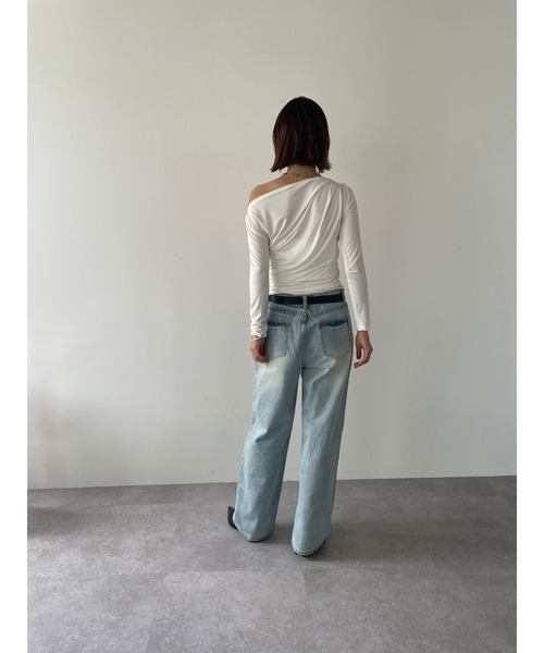 HANNE（アン）の「ウォッシュドデニムワイドパンツ（デニムパンツ・レディース・ブルー・FREE/SMALL）」の16枚目の写真