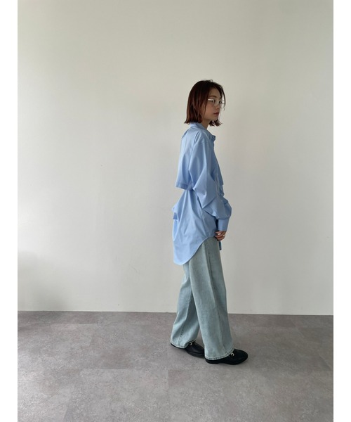 HANNE（アン）の「ウォッシュドデニムワイドパンツ（デニム