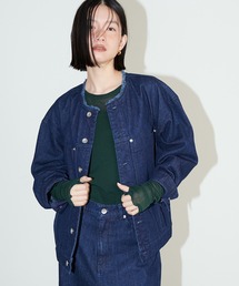 RUUBON】no collar fringe denim jacket / ノーカラーフリンジ