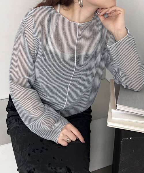 LOWRYS FARM(ローリーズファーム)の「ラッセルプルオーバーLS 980562(Tシャツ/カットソー・レディース・チャコールグレー/ブラック/アイボリー/ブルー・FREE)」の6枚目の写真