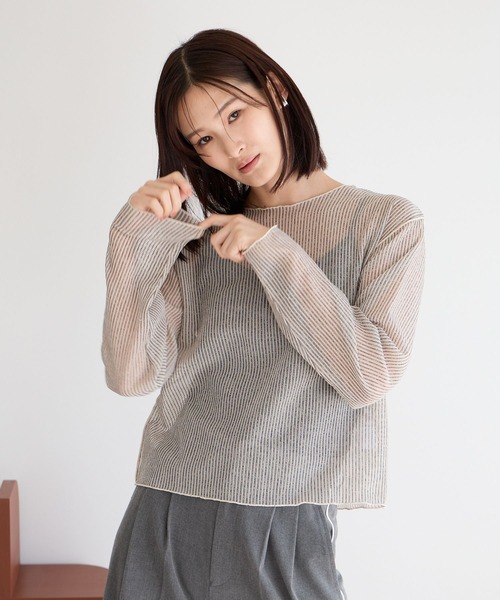 LOWRYS FARM(ローリーズファーム)の「ラッセルプルオーバーLS 980562(Tシャツ/カットソー・レディース・チャコールグレー/ブラック/アイボリー/ブルー・FREE)」の19枚目の写真