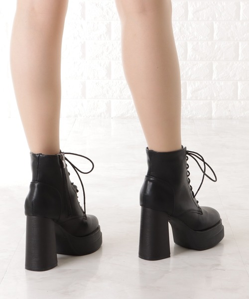 厚底ハイヒールレースアップブーツ（ブーツ）｜Lace Ladies（レース