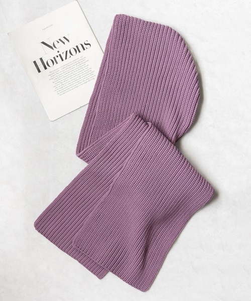 me+em select(ミームセレクト)の「※※【 12color 】ビッグフーディーリブニットカラーマフラー(マフラー・レディース・ブルー/ブルーグレー/オレンジ/ライム/ダークブルー/イエロー/ピンク/アイボリー/パープル/ブラック/グリーン/レッド・FREE)」の8枚目の写真