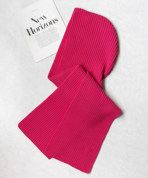 me+em select(ミームセレクト)の「※※【 12color 】ビッグフーディーリブニットカラーマフラー(マフラー・レディース・ブルー/ブルーグレー/オレンジ/ライム/ダークブルー/イエロー/ピンク/アイボリー/パープル/ブラック/グリーン/レッド・FREE)」の10枚目の写真