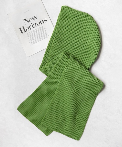 me+em select(ミームセレクト)の「※※【 12color 】ビッグフーディーリブニットカラーマフラー(マフラー・レディース・ブルー/ブルーグレー/オレンジ/ライム/ダークブルー/イエロー/ピンク/アイボリー/パープル/ブラック/グリーン/レッド・FREE)」の1枚目の写真