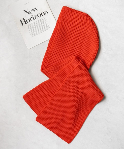 me+em select(ミームセレクト)の「※※【 12color 】ビッグフーディーリブニットカラーマフラー(マフラー・レディース・ブルー/ブルーグレー/オレンジ/ライム/ダークブルー/イエロー/ピンク/アイボリー/パープル/ブラック/グリーン/レッド・FREE)」の12枚目の写真