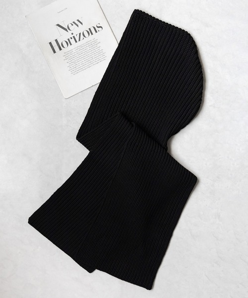 me+em select(ミームセレクト)の「※※【 12color 】ビッグフーディーリブニットカラーマフラー(マフラー・レディース・ブルー/ブルーグレー/オレンジ/ライム/ダークブルー/イエロー/ピンク/アイボリー/パープル/ブラック/グリーン/レッド・FREE)」の3枚目の写真