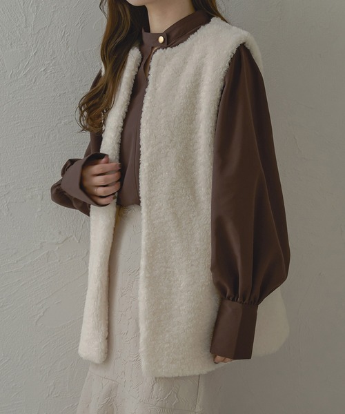 Ambre Neige(アンブルネージュ)の「【前後2WAY】フェイクスウェードボリュームブラウス/【WEB/EC限定商品】(シャツ/ブラウス・レディース・ベージュ/ダークブラウン/アイボリー・FREE)」の12枚目の写真