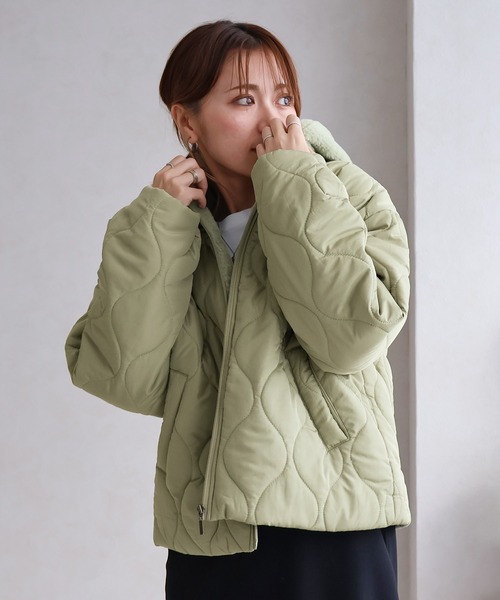 Social GIRL（ソーシャルガール）の「ファーフード付きキルトブルゾン（ブルゾン・レディース・グレー/ブラック/モカ/カーキ/ホワイト・M/L/LL）」の8枚目の写真