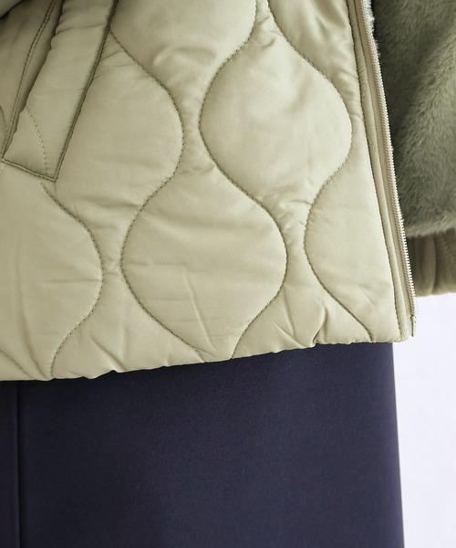 Social GIRL（ソーシャルガール）の「ファーフード付きキルトブルゾン（ブルゾン・レディース・グレー/ブラック/モカ/カーキ/ホワイト・M/L/LL）」の19枚目の写真