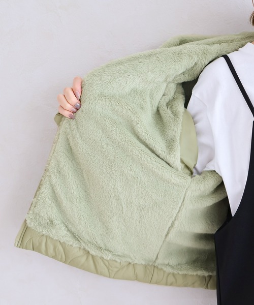 Social GIRL（ソーシャルガール）の「ファーフード付きキルトブルゾン（ブルゾン・レディース・グレー/ブラック/モカ/カーキ/ホワイト・M/L/LL）」の20枚目の写真