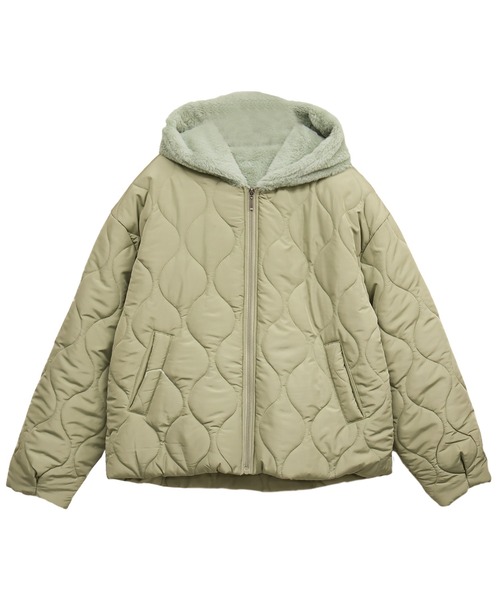 Social GIRL（ソーシャルガール）の「ファーフード付きキルトブルゾン（ブルゾン・レディース・グレー/ブラック/モカ/カーキ/ホワイト・M/L/LL）」の21枚目の写真