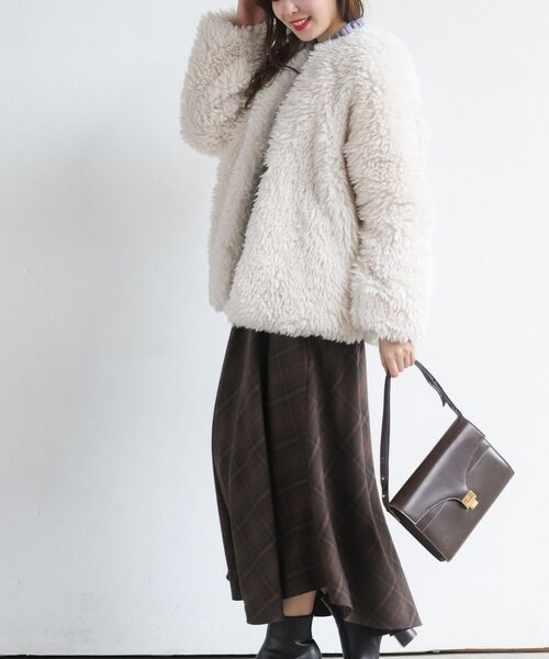 シープファーノーカラーミドルコート（ノーカラージャケット）｜rps