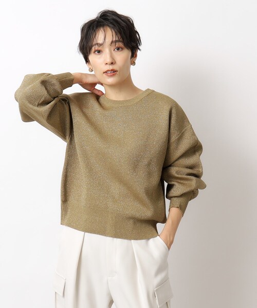 OPAQUE.CLIP(オペークドットクリップ)の「◆前後2WAY きらきらラメニット【洗濯機洗い可】(ニット/セーター・レディース・ホワイト系8/ブラウン系その他7/チャコール・38/42/36/40)」の1枚目の写真