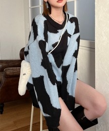 ジャガード編みビッグニットトップス