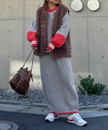 mi via loca（ミヴィアロカ）の「バイカラー畦ニットワンピース