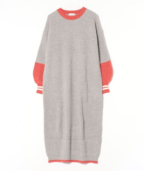 mi via loca（ミヴィアロカ）の「バイカラー畦ニットワンピース（ワンピース・レディース・トップグレー/ターコイズブルー・FREE）」の4枚目の写真