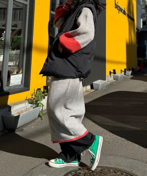 mi via loca（ミヴィアロカ）の「バイカラー畦ニットワンピース（ワンピース・レディース・トップグレー/ターコイズブルー・FREE）」の19枚目の写真