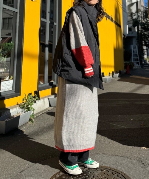 mi via loca（ミヴィアロカ）の「バイカラー畦ニットワンピース（ワンピース・レディース・トップグレー/ターコイズブルー・FREE）」の20枚目の写真