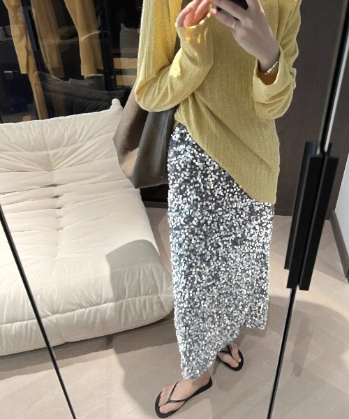 LAC-VERT（ラック・ヴェール）の「スパンコール ロングスカート（スカート・レディース・シルバー/ブラック・M/L）」の14枚目の写真