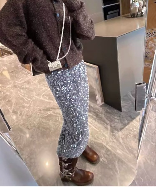 LAC-VERT（ラック・ヴェール）の「スパンコール ロングスカート（スカート・レディース・シルバー/ブラック・M/L）」の11枚目の写真