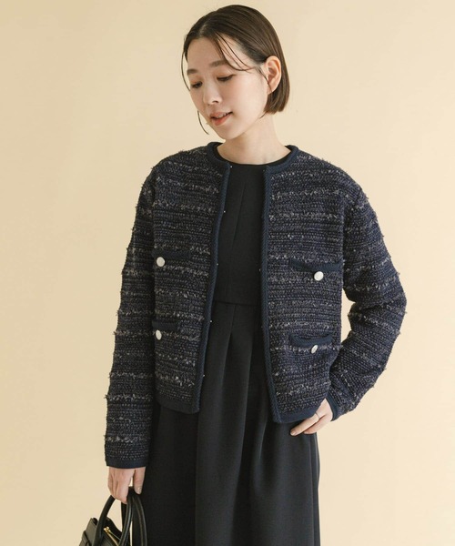 F by ROSSO(エフバイロッソ)の「F by ROSSO ツイードニットカーディガン(カーディガン/ボレロ・レディース・ネイビー/オフホワイト・FREE)」の6枚目の写真