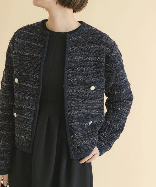 F by ROSSO(エフバイロッソ)の「F by ROSSO ツイードニットカーディガン(カーディガン/ボレロ・レディース・ネイビー/オフホワイト・FREE)」の7枚目の写真