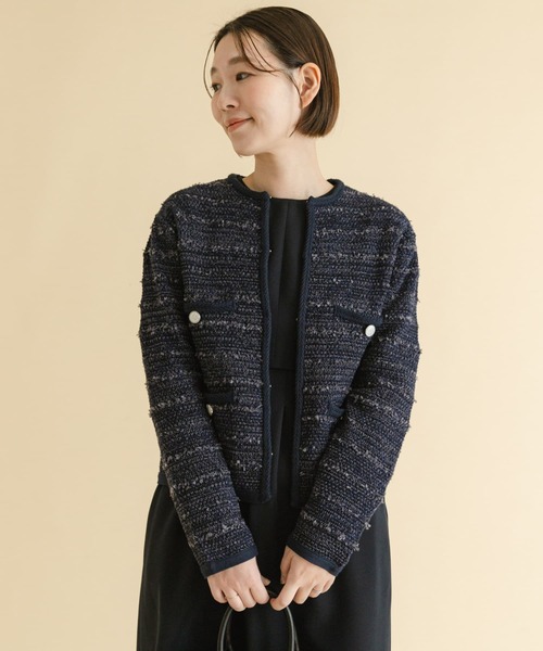 F by ROSSO(エフバイロッソ)の「F by ROSSO ツイードニットカーディガン(カーディガン/ボレロ・レディース・ネイビー/オフホワイト・FREE)」の10枚目の写真