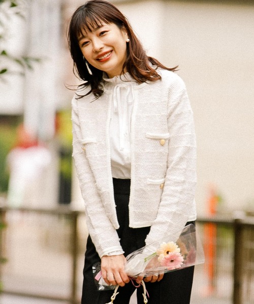 F by ROSSO(エフバイロッソ)の「F by ROSSO ツイードニットカーディガン(カーディガン/ボレロ・レディース・ネイビー/オフホワイト・FREE)」の14枚目の写真