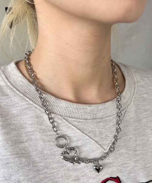 kutir（クティール）の「kutirlune／ダブルハートチェーンネックレス（ネックレス・レディース・シルバー/その他・FREE）」の6枚目の写真