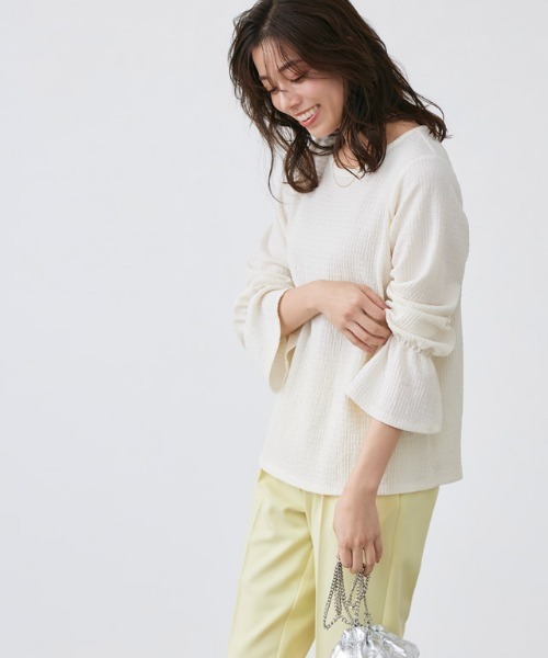 Pierrot(ピエロ)の「キャンディースリーブジャカードカットソー(Tシャツ/カットソー・レディース・イエロー/アイボリー/ブラック/ベージュ/ブルー系その他・M/L)」の8枚目の写真